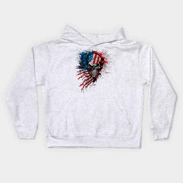 4th of July Skull Kids Hoodie by ScaryKittyClothing